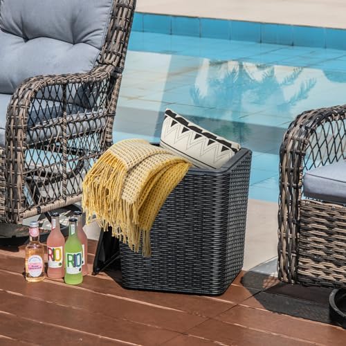 Tangkula 11.5 Gallon Water-proof Deck Box with Removable Lid, Black