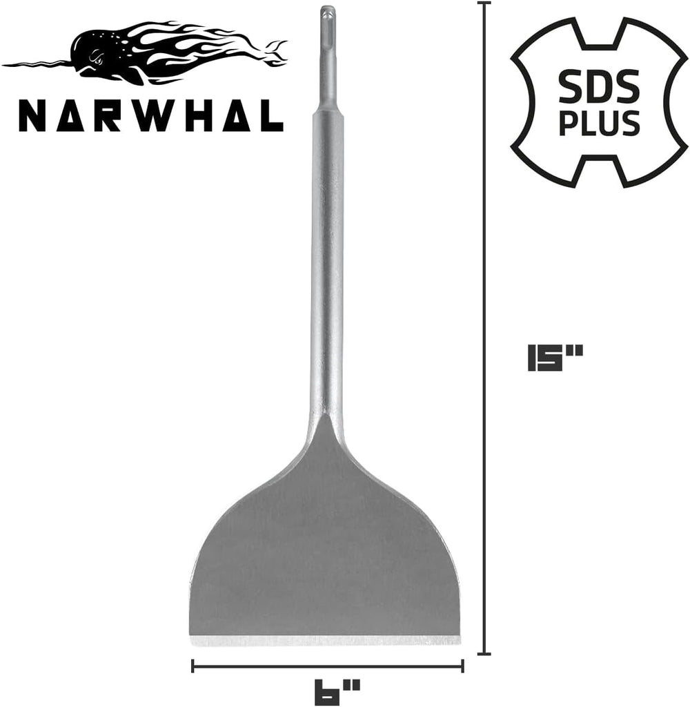 Narwhal 6" Wide SDS Plus Chisel Bit (Industrial Grade - 6" x 14&quo...