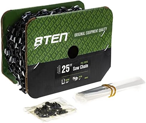 8TEN Chainsaw Chain Bulk Reel Full Chisel 25 Foot .050 Gauge 3/8 Pitch
