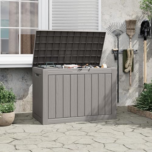 Outdoor Storage Waterproof Deck Box for Patio (45 Gallon, Grey)