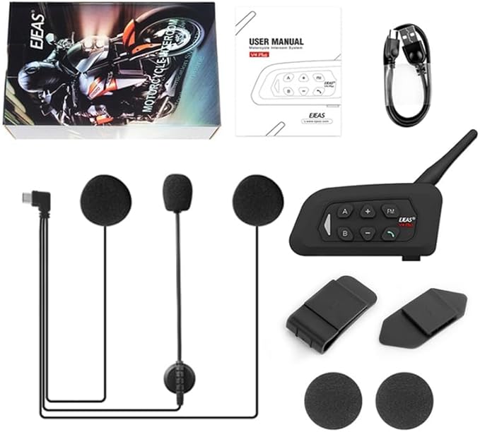 MIMIRACLE V4 Plus Motorcycle Helmet Bluetooth Intercom Headset