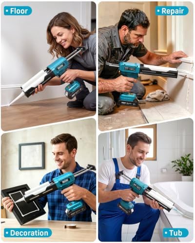 SEESII Electric Dual Cartridge Epoxy Gun 400ML (1:1) with 2 Batteries