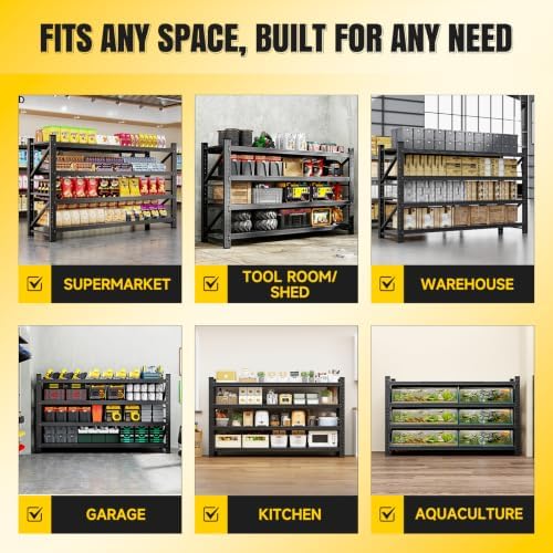 MIIIKO 75" W Metal Garage Storage Shelving Unit,9000LBS Heavy Duty Stora...
