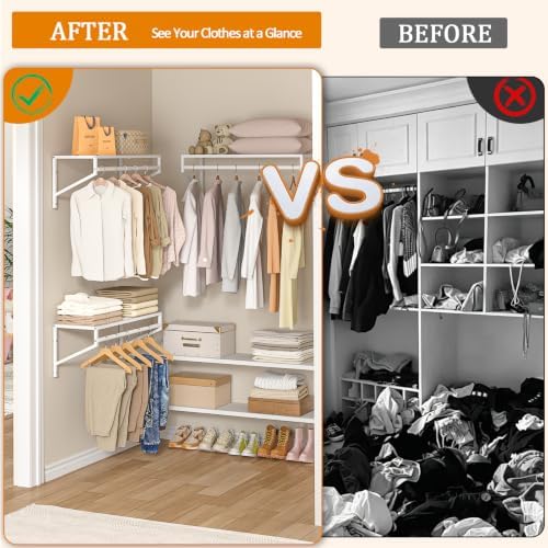 ThreeHio 3 Pack Closet Shelves Wall Mounted, 2.7 ft x 11.8in Wire Closet Shel...