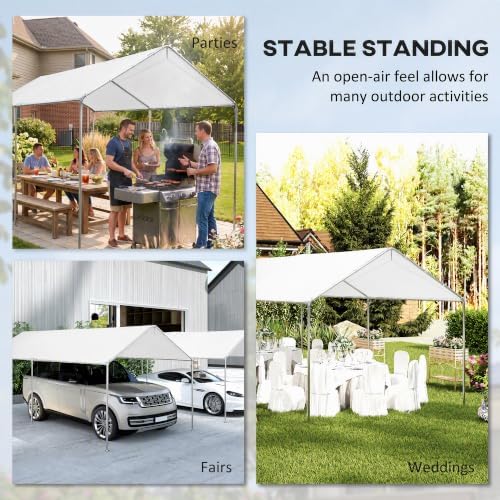 Outsunny 9.6'x19.5' Carport Outdoor Heavy Duty Galvanized Car Canopy ...