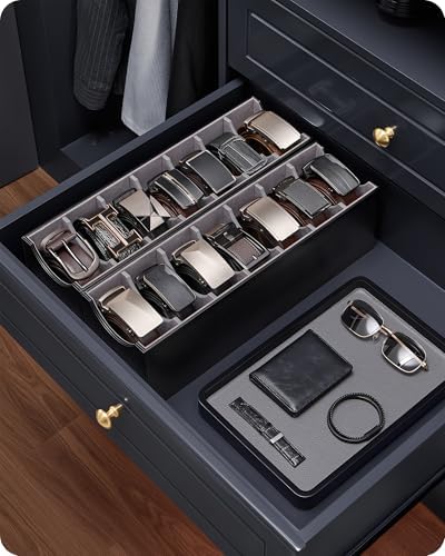 Lolalet Belt Organizer for Closet, Belt Box & Storage Drawer -Black
