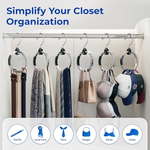 Rolly Hanger® Premium Closet Organizer, Rotating Aluminum Ring Hanger with 36...