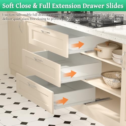 Undermount Drawer Slides,16inch Bottom Mount Full Extension Drawer Slides,Sof...