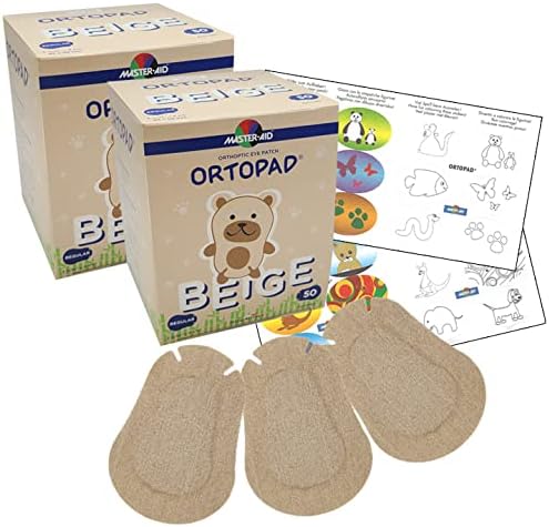 Ortopad® Adhesive Eye Patches, Beige 100 Patches + Stickers, Reg Size 4+ yr