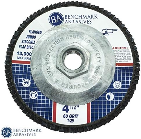 Benchmark Abrasives 4.5" x 5/8"-11 Zirconia Type 29 Flap Discs, 60 ...