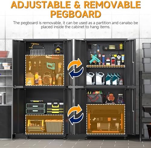 Metal Cabinet with Wheels,72.8" H Rolling Tool Storage Cabinet with Lock...