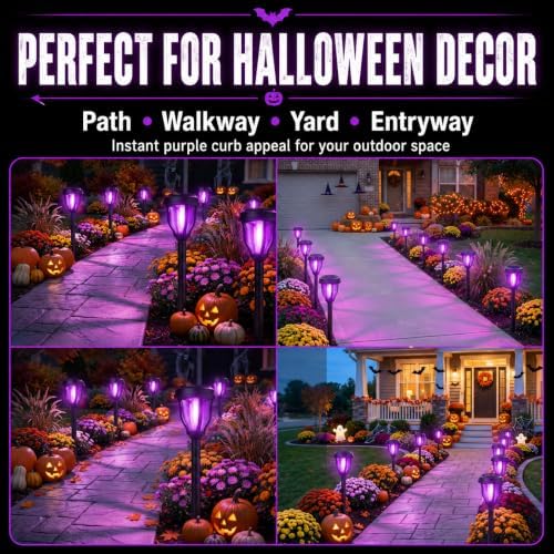 DERAYSION Solar Halloween Lights, 12 Pack Solar Pathway Lights
