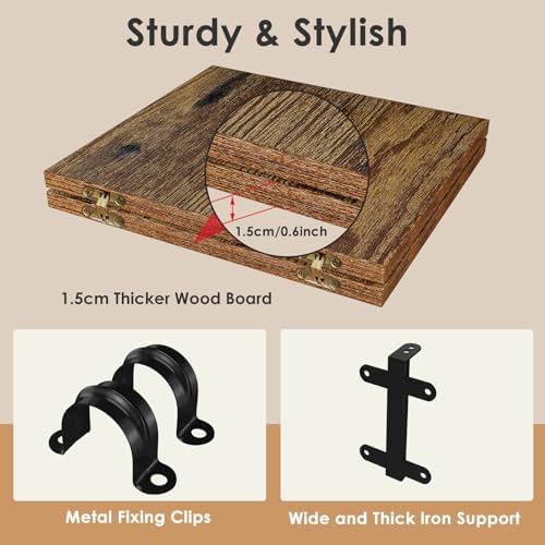 Clothes Rack Wall Mounted, 29.1in Shelf with Hanging Rod, Industrial Pipe Clo...