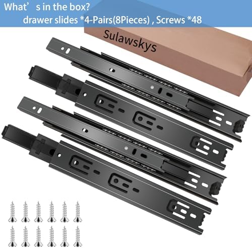 22 inch Drawer Slides 4 Pairs (8pcs) Full Extension Ball Bearing Drawer Rails...
