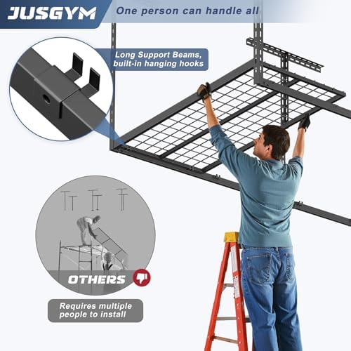 4X8FT Overhead Garage Storage Rack 750LBS Capacity, 26"-40" Height ...