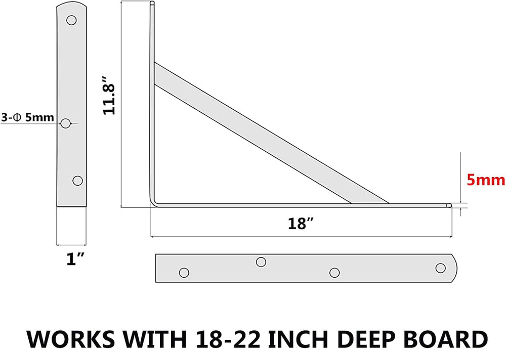 NEODROP 4-Pack 18 Inch Heavy Duty Shelf Brackets, Thicken Wall Bracket for Ga...