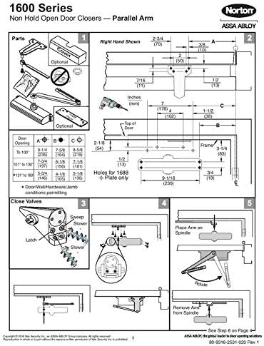 Norton 1604BC Series Door Closer, Tri-Style® (Regular, top jamb, or Parallel ...