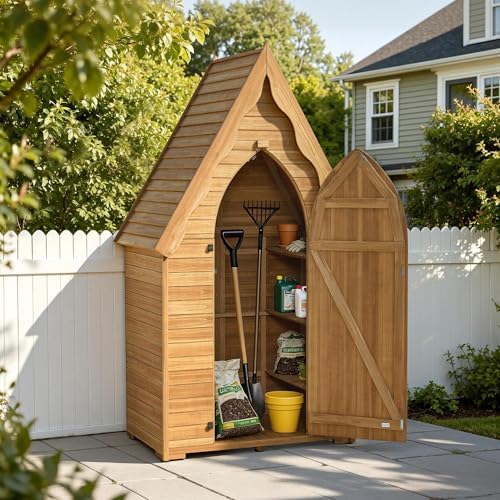 MCombo Outdoor Storage Cabinet, Wooden Garden Tool Shed for Yard 1955