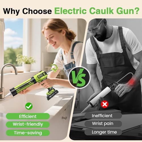 Taskstar Electric Caulking Gun with 2 x 2.0Ah Batteries, Upgraded Brushless