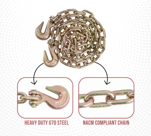 Mytee Products 3/8 Inch x 6 FT Grade 70 Binder Chain with Clevis Grab Hooks -...
