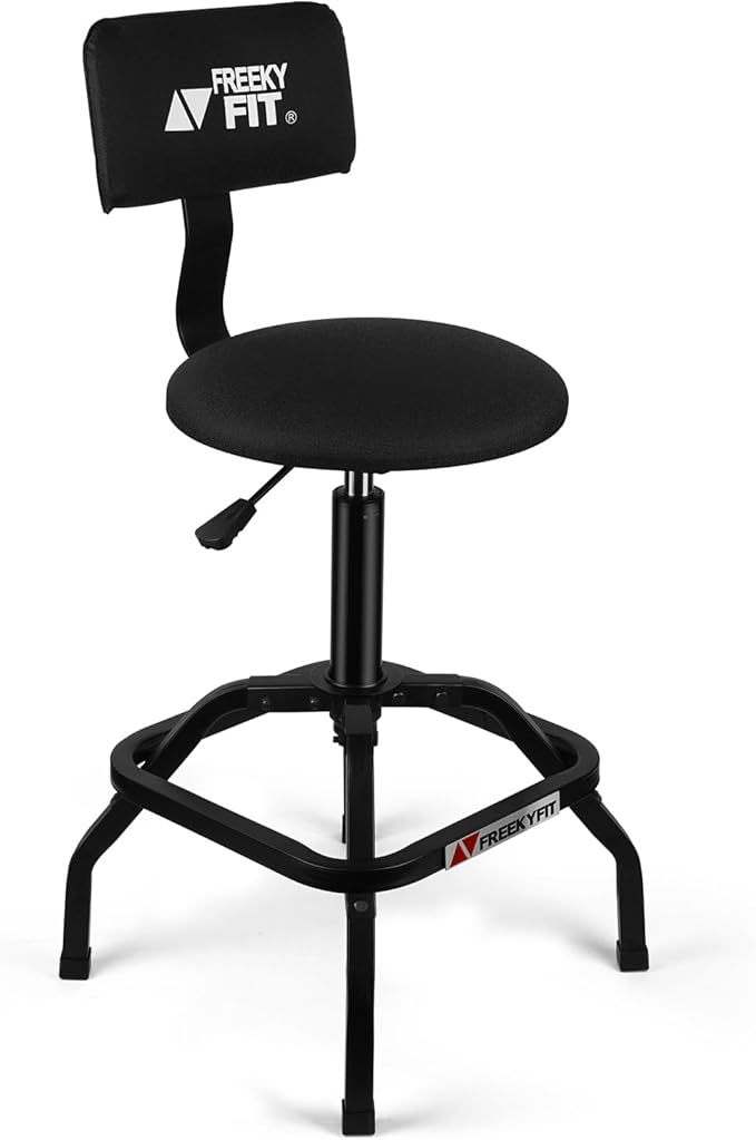 Shop Stool with Backrest, Mechanic Garage Stool