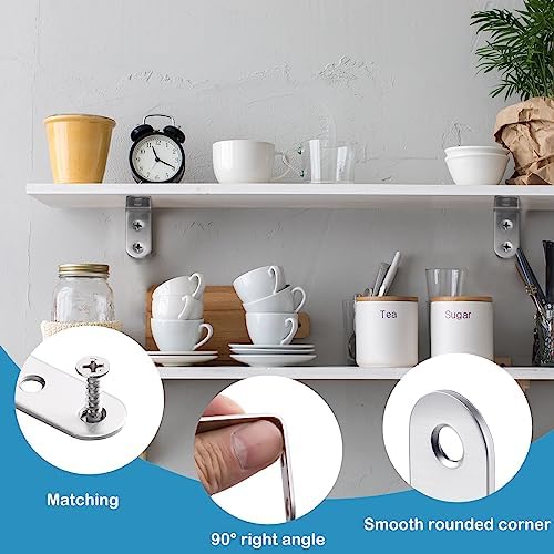 Pelopy 100 Pcs L Bracket Stainless Steel 90 Degree Brace, 1.57 x 1.57 Inch