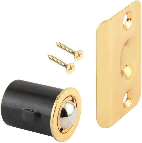 (25 Pack) Brass Plated Closet Door Drive-in Ball Catch with Strike Plate Premium Quality