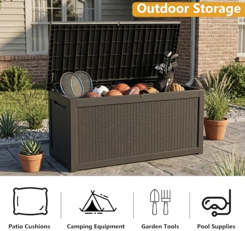 380 Gallon Outdoor Storage Box Waterproof Lockable Deck Box