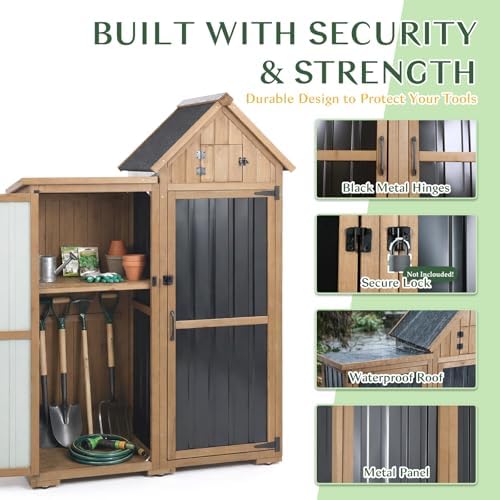Outdoor Storage Cabinet Weatherproof with 3 Adjustable Shelves, 66'' ...