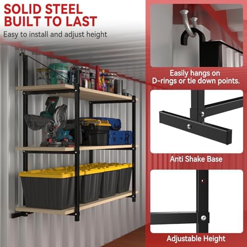 Shipping Container Shelving Bracket Adjustable (4 Pack, Black)