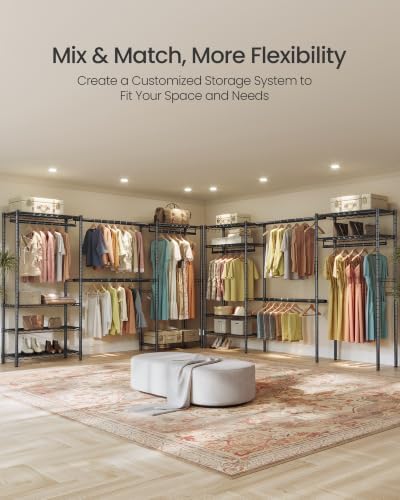 SONGMICS clothes rack, Adjustable Mesh Shelves and Hanging Rails