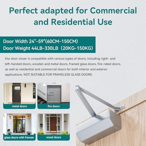 POWAWINI Grade 1 Heavy Duty Automatic Door Closer Residential Commercial