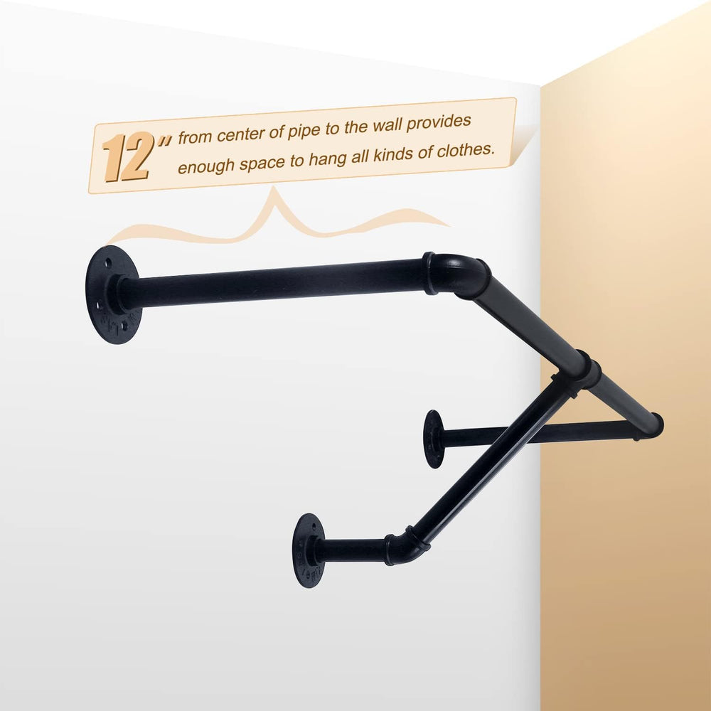 HouseAid 32 Inch Industrial Pipe Clothes Rack, Farmhouse Iron Garment Rack, V...