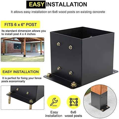 6X 6 Post Base 10 PCS,Inner Size 5.6"x5.6"Deck Post Base,Heavy Duty...