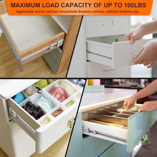 20 inch Drawer Slides 6 Pairs (12pcs) Soft Self Close 3 fold Full Extension B...