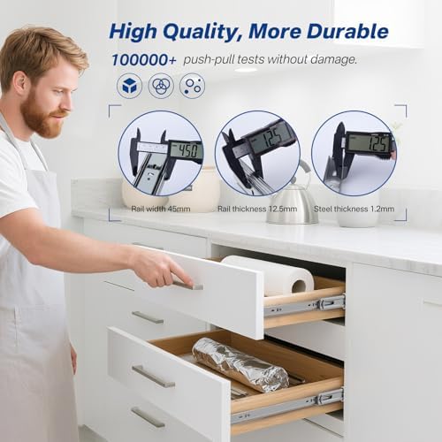6 Pairs 22 Inch Soft Close Drawer Slides Ball Bearing Cabinet Rails