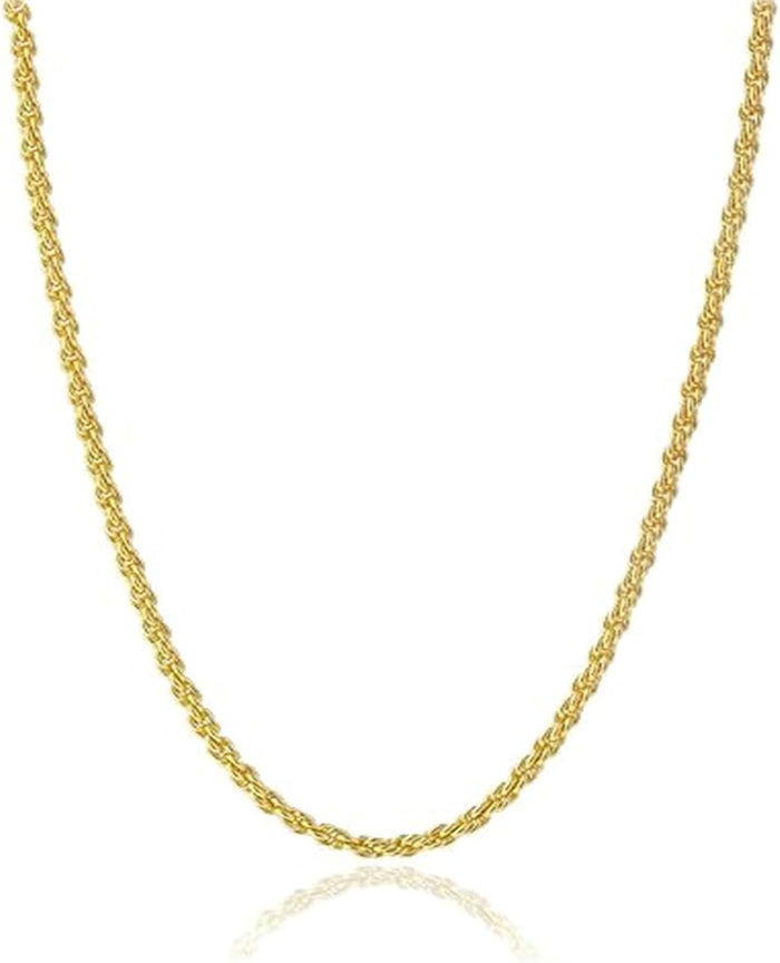 14k Solid Yellow Gold Rope Chain Necklace for Women and Men 1.5/2/2.5/3mm Width with Lobster Clasp Hypoallergenic Dainty Layering Chain Gift Ready 16-30 Inch