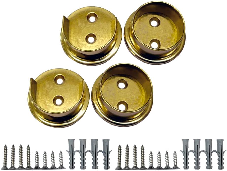 QCAA Extra Heavy Duty Premium Solid Brass Closet Pole Socket Set, 1-1/2 inch,...