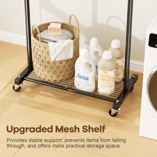 MISSLO Clothes Racks for Hanging Clothes 25mm Metal Clothing Rack with Shelve...