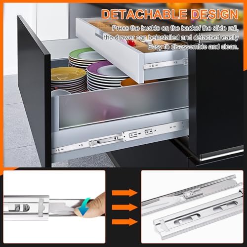16 inch Drawer Slides 6 Pairs (12pcs) Soft Self Close 3 fold Full Extension B...