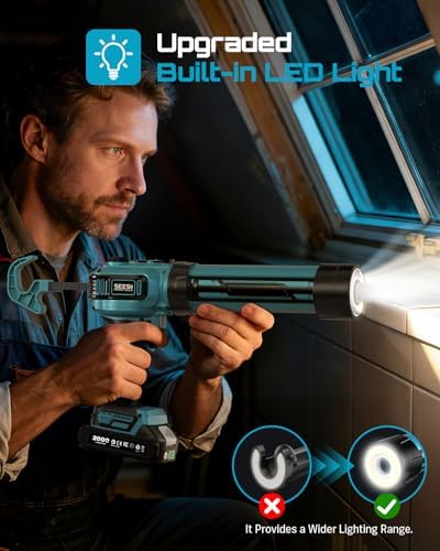 SEESII Electric Caulking Gun, Upgraded Brushless Motor w/2 x 2.0Ah