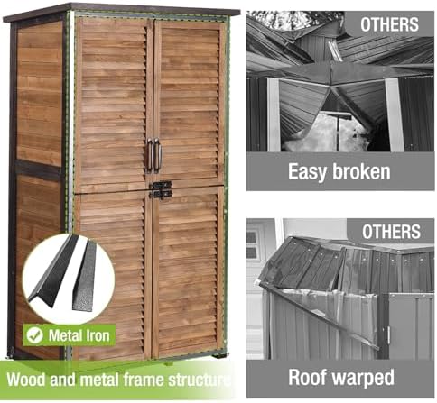 Outdoor Storage Shed Garden Cabinet with Strong Iron Frame Large Garden Shed ...