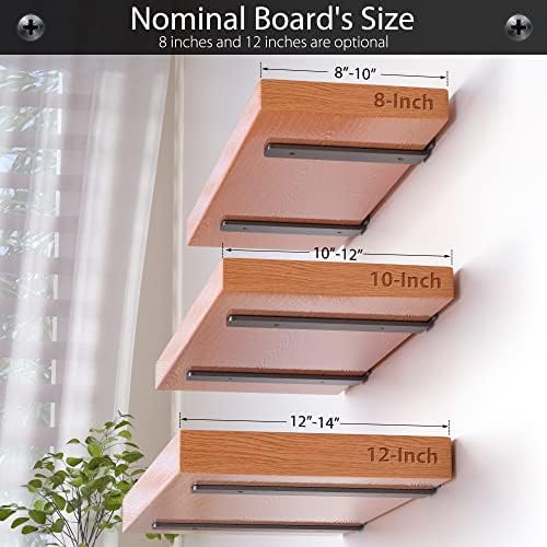 Floating Shelf Brackets 12 Inch 6 Pack, Hidden L Brackets for Shelves Black