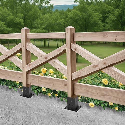 4x4 Deck Post Base Bolt Down Anchor for Concrete (Black, Set 4)