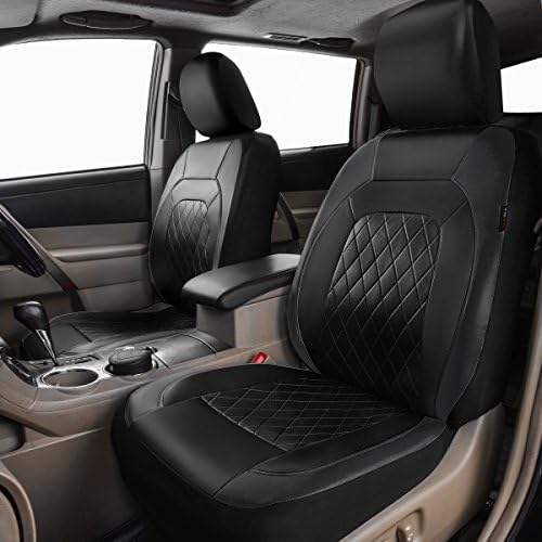 Universal Deluxe Pu Luxury Vinyl Faux Leather Car Seat Covers Full Set, Airba...