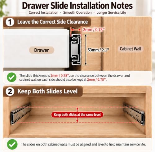 Heavy Duty 22" Drawer Slides, Full Extension Ball Bearing, 300LB