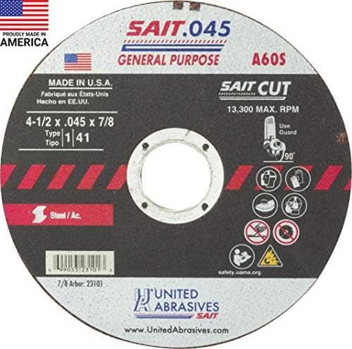 United Abrasives-SAIT 23101 A60S General Purpose Cut-Off Wheels (Type 1/Type ...