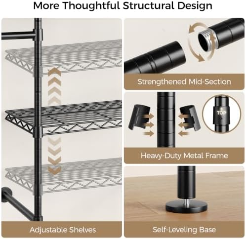 Closet Organizers and Storage, 4-Row Heavy Duty Clothes Rack for Hanging Clot...