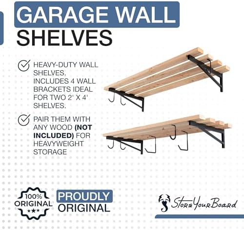StoreYourBoard 24 Inch Heavy Duty Shelf Brackets, Set of 4 for 2' x 4'...