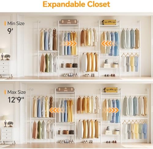 Higeego W5 Wall Mounted Clothes Rack, Industrial Pipe Clothing Rack, White